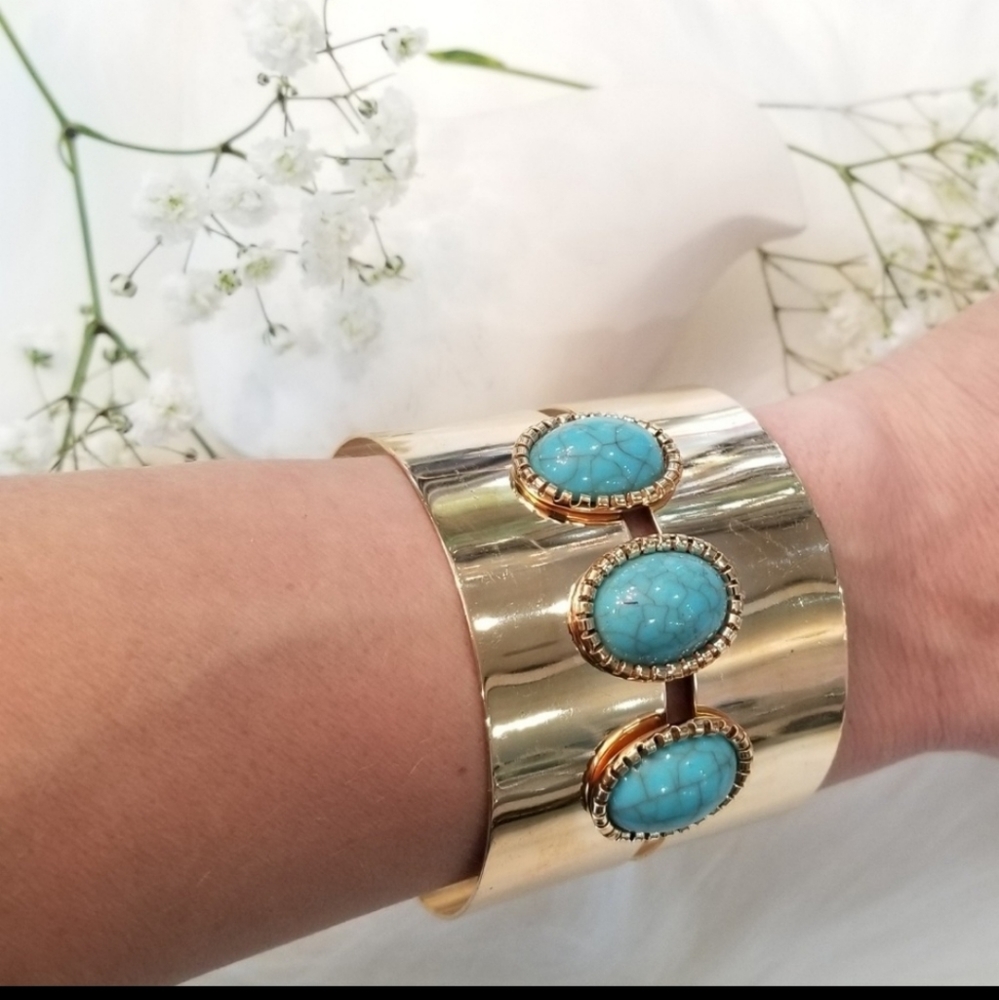 Gold Turquoise Cuff Bracelet
